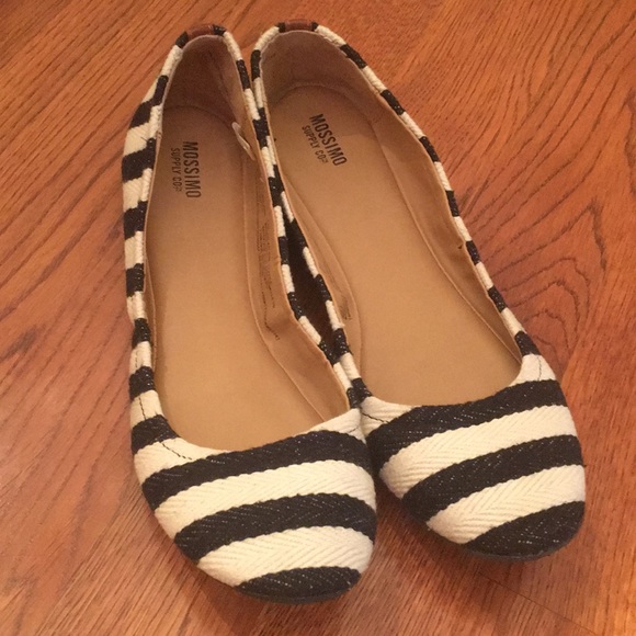 Mossimo Supply Co. Shoes - Mossimo Black and White Striped Fabric Flats 8.5